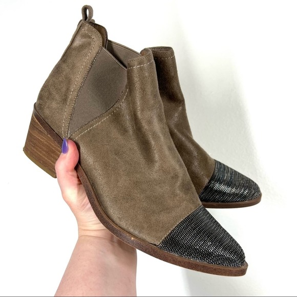 Chain Toe Ankle Booties Bohemian Edgy Faux Leather Suede Brown 8.5 - Picture 10 of 10